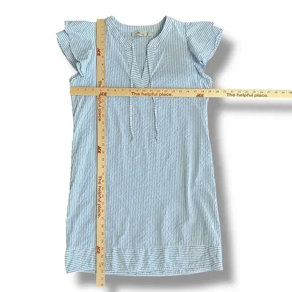 Vineyard Vines Seersucker Flutter Sleeve Dress Blue White Small Classic Coastal - Picture 3 of 7